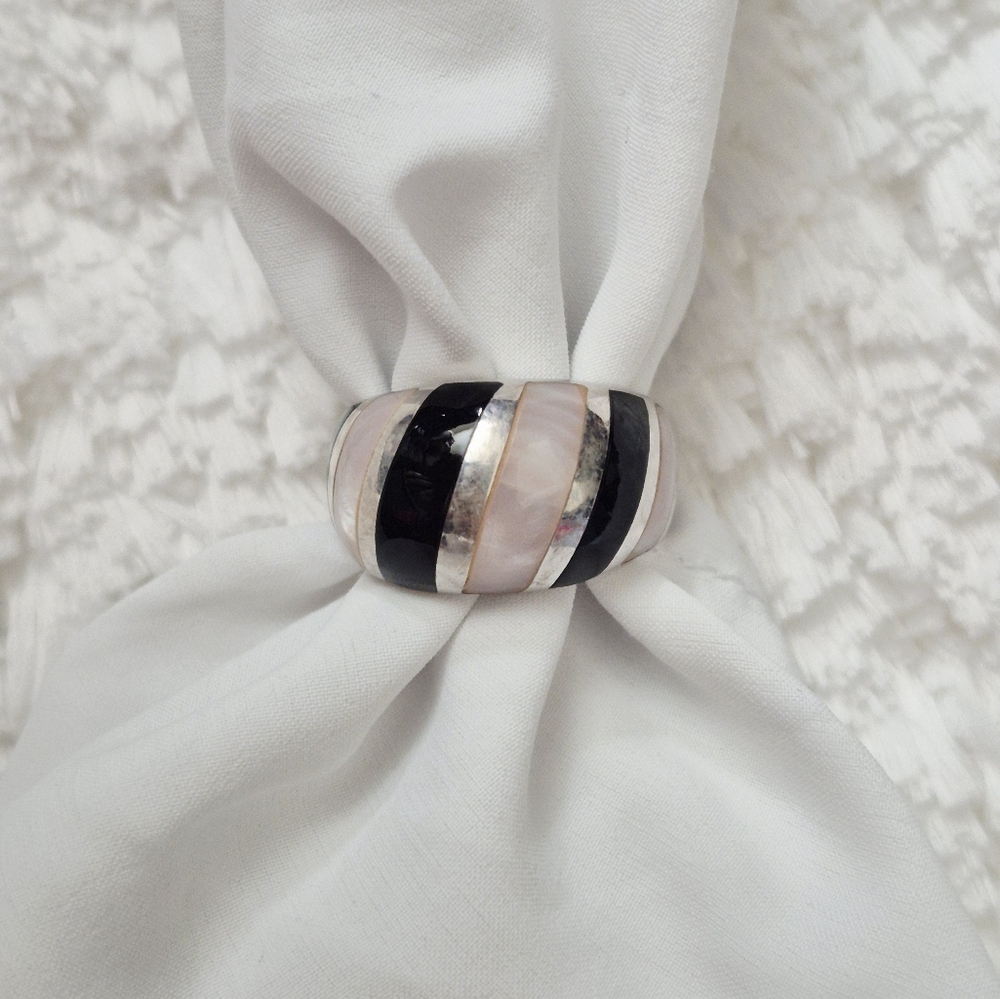 Stampd Black and Pink Striped Dome Ring